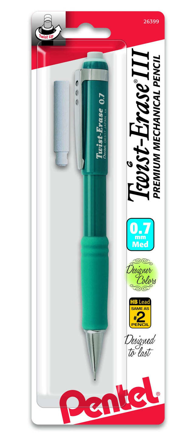 Portemine Pentel Twist-Erase Express, 0,7 mm, trait moyen, couleurs mode assorties (QE517FEBPM)