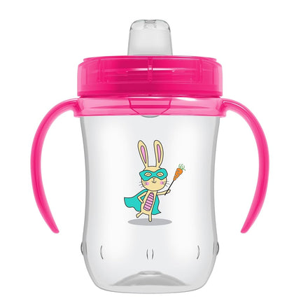 Dr. Brown's Milestones Soft Spout Sippy Cup with Handles, Pink Bunny Hero, BPA-Free, 9 oz/270 mL, 9m+