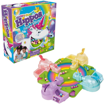 Hasbro Gaming Hungry Hungry Hippos Unicorn Edition Board Game; Pre-School Game for Kids ages 4 and Up; For 2 to 4 Players