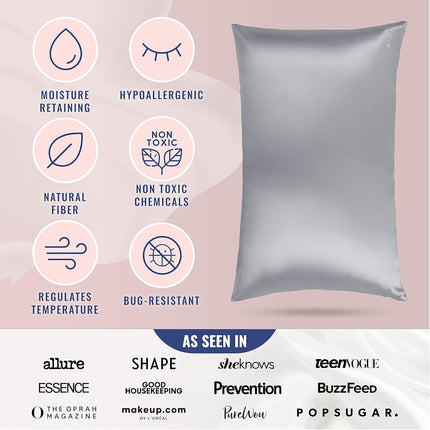 Blissy Silk Pillowcase - 100% Pure Mulberry Silk - 22 Momme 6A High-Grade Fibers - Satin Pillowcase for Hair & Skin - Regular, Queen & King Size Silk Pillow Case with Hidden Zipper - Moisture Wicking