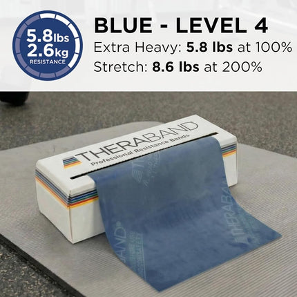 TheraBand Resistance Bands, 5.5m Roll Professional Latex Elastic Band For Upper & Lower Body, Core Exercise, Physical Therapy, Pilates, Home Workouts, Rehab, Blue, Extra Heavy, Intermediate Level 5