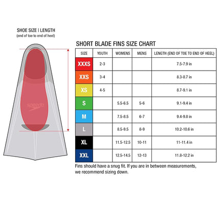 Speedo Short Blade Swim Training Fins, O Orange