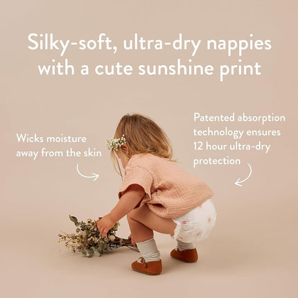 Joonya Baby Nappies, Size 2 S (3-6 kg) - 6 Bags of 30 (180) - Non Toxic, Eco-Friendly, High Absorbency, Overnight Use, Ultra Slim & Soft - Made in Denmark