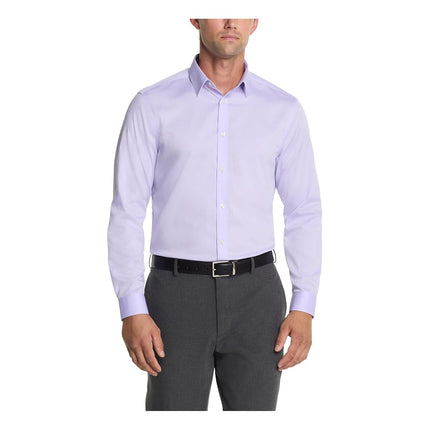 Calvin Klein Men's Dress Shirt Slim Fit Non Iron Herringbone, Lilac, Medium