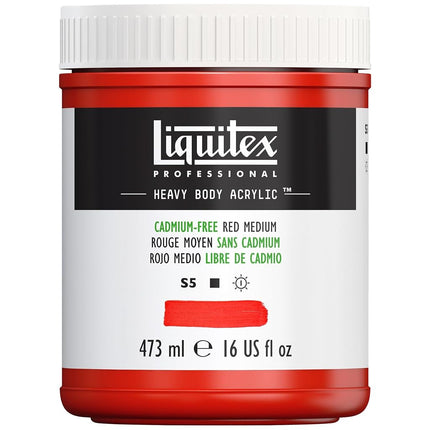 Liquitex Professional Heavy Body Acrylic Paint, 16-oz (473ml) Pot, Cadmium Free Red Medium