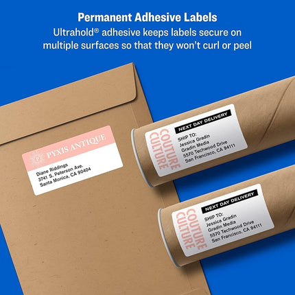 Avery Shipping Address Labels, Inkjet Printers, 250 Labels, Half Sheet Labels, Permanent Adhesive, TrueBlock (5-Pack 8126)