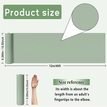 Sage Green Bulletin Board Roll Reusable Waterproof Erasable Bulletin Board Fade Resistant Wrinkle Resistant Poster Non-Woven Fabric Bulletin Board Roll for Classroom Decor Wrap Craft 15.55" x40ft