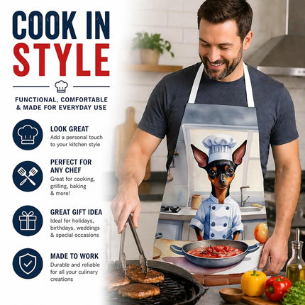 Caroline's Treasures Tablier de cuisine Miniature Pinscher "The Chef" pour homme et femme, unisexe, grande taille, multicolore
