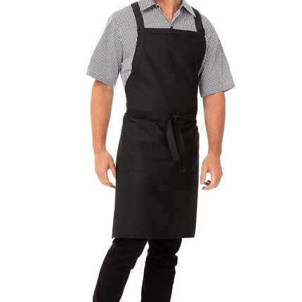 Chef Works Cross-Back Bib Apron Kitchen, Black, One Size