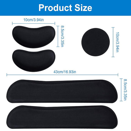 Leolee Gel Memory Foam Keyboard Wrist Rest, Black 5 in 1 Wrist Rest Set
