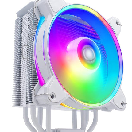 Cooler Master Hyper 212 Halo CPU Air Cooler - Pure White Aluminium Finish, 4 Continuous Direct Contact Heat Pipes with Fins, MF120 Halo2 ARGB Fan, ARGB Auto Detect, LGA1700 & AM5 Brackets - White