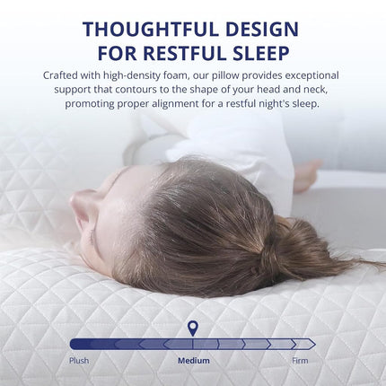 EGOHOME Shredded Memory Foam Pillows, Bed Pillows for Sleeping, Medium Pillows Standard/Queen Size Pillow for Side Back Stomach Sleepers, Neck Support Pillow with Washable Removable Cover (2Pack)