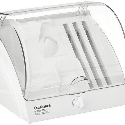 Cuisinart White Plastic Food Slicer Accessory, Round Stainless Steel Blade, 7 Inches, Holds Blade, Disc Stem, and Cutting Discs, Tamper-Resistant Safety Lid, 7 x 7 x 8.75 Inches