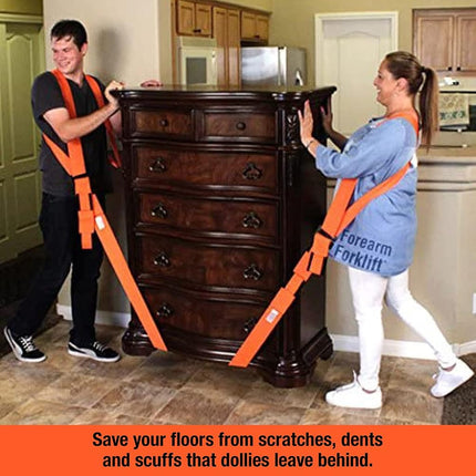 Forearm Forklift Shoulder Harness - PRO Model - Center Straps are 8" Longer + 1 More Loop Per End for 16" More Adjustability Vs Orig Set, Moving Strap Set, 800 lb wt Cap, 1 Pro Pack, Go USA