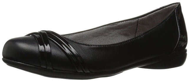 LifeStride Women's, Aliza Flat, Black Smooth, 6 Wi