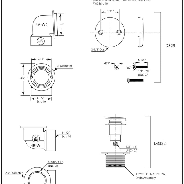 Westbrass Tip Toe SCH. 40 PVC Plumber's Pack with Two-Hole Elbow, Powder Coat White, D532-50