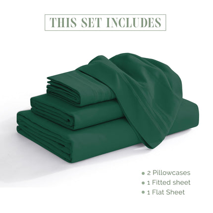 Elegant Comfort Luxurious 1500 Premium Hotel Quality Microfiber 4-Piece Sheet Set, 18-24 Inches Deep - Extra Deep Pocket Sheets - Ultra Soft 4PC Deep Pocket Sheets, King, Hunter Green