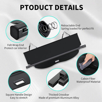 Cargo Cover Compatible with Toyota Highlander 2014-2019, Retractable Car Trunk Cover Accessories, Rear Luggage Security Shield Shade Black Privacy Screen for Highlander 2019 2018 2017 2016 2014 2015