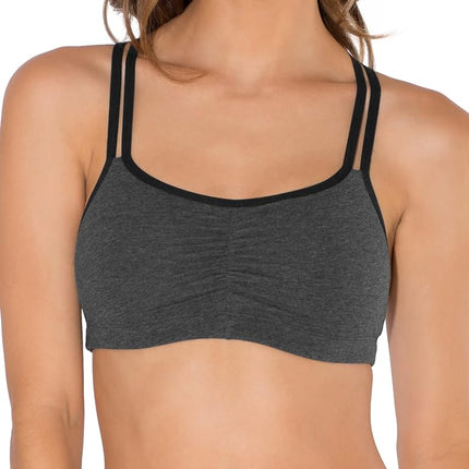 Fruit of the Loom Women's 3 Pack Spaghetti Sports Bra, Blushing Rose with Black/Charcoal/Black, 32