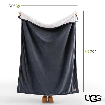 UGG 23854 Bliss Sherpa Fully Reversible Throw Blanket for Couch or Bed Machine Washable Easy Care Soft Plush Luxury Oversized Accent Blankets, 70 x 50-Inch, Imperial