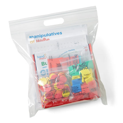 Kit de Manipuladores Matemáticos para llevar a casa de Learning Resources para niños de 11 a 13 años con fichas de álgebra, cuadrícula para construir, contadores de dos colores, fichas de colores y tablero de coordenadas (un kit)