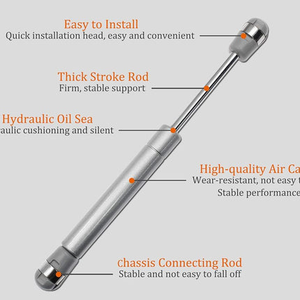 Hxchen 4Pcs Hydraulic Support Cabinet Hinge, 8 Inch 40N Soft Close Lid Supports & Buffer Telescopic Cabinet Door Gas Spring Glue Head Supports with Screws for Cabinet, Storage Box