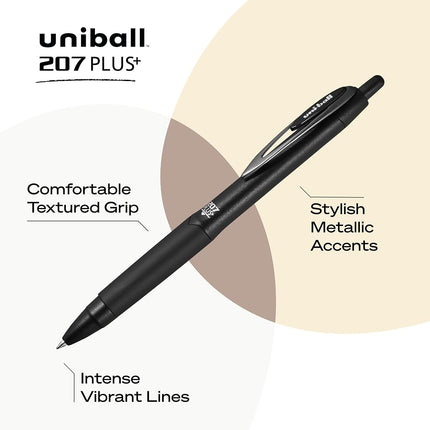 207PLUS+ Gel, 0.7MM, Black, 4pk
