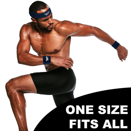 Juego de 3 piezas de sudaderas atléticas unisex - Diadema de entrenamiento de 2,25 pulgadas y muñequeras de 3,25 pulgadas con tecnología Stay Dry, tela de rizo que absorbe la humedad | Accesorios de fitness de calidad para una comodidad activa - Reebok