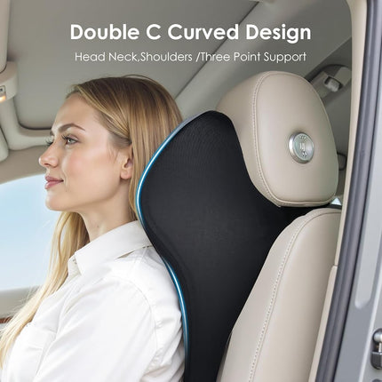 FLORICH Car Seat Cushion & Lumbar Support Pillow & Car Neck Pillow for Driver Car Office Chair, Ergonomic Memory Foam Car Cushion & Back Support Pillow for Sciatica Pain Relief - Black