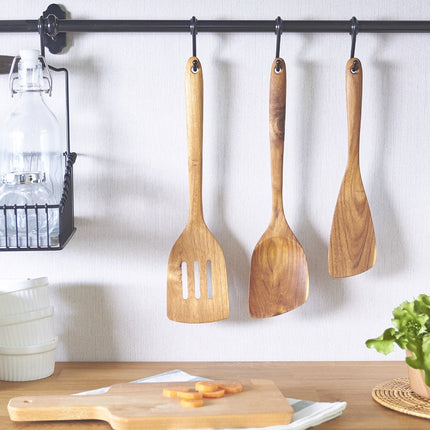 Espátula/Volteador de Madera de Teca FAAY de 11.5 Pulgadas para MANO DERECHA | Espátula Versátil, Duradera, Saludable y de Alta Resistencia a la Humedad para Utensilios de Cocina Antiadherentes