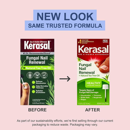 Kerasal Renewal Nail Repair Solution with Tea Tree Oil for Discolored and Damaged Nails, 0.33 Oz