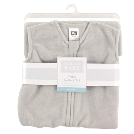 Hudson Baby Unisex Baby Plush Sleeping Bag, Sack, Blanket, Solid Light Gray Fleece, 12-18 Month
