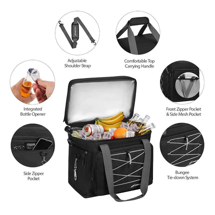 Maelstrom Nevera Plegable de Lona - 60 latas, Bolsa Nevera Grande Aislada a Prueba de Fugas para Almuerzo, Portátil para Compras, Camping, Fiestas en el Portón Trasero y Viajes por Carretera, ¿Negra?