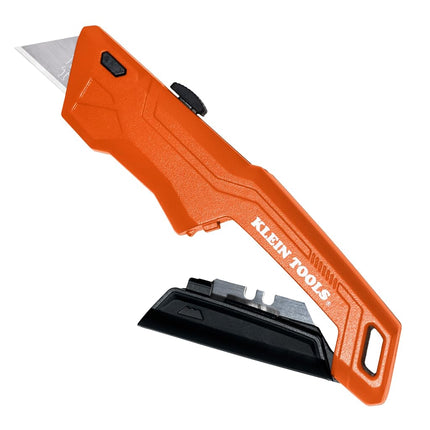 Klein Tools 44301 Retractable Utility Knife with Blade Storage and 5 Extra Blades, Bright Orange, Lightweight Ergonomic Design
