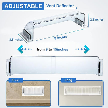 Air Vent Deflectors Adjustable Magnetic Heat and Vent Cover,9" to 15" Inches-Heavy Duty Unbreakable Plastic with Magnet Secure Design ，for Vent Covers for Home Floor，Sidewal，Ceiling Registers,4 Pack…