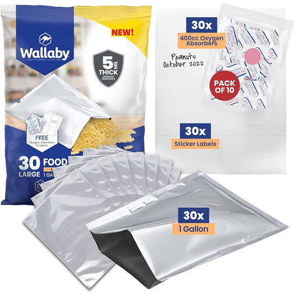 Wallaby 1-Gallon Mylar Bag Bundle - 30 (5 Mil - 10