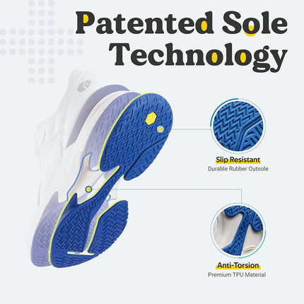 FitVille Men's Wide Tennis Shoes Comfortable Pickleball Shoes with Arch Support for Plantar Fasciitis Wide Feet White