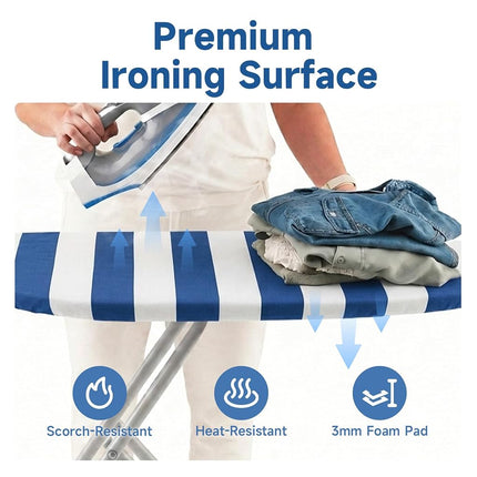 Whitmor Ironing Board Cover and Pad, Cotton, White + Blue, 54" x 15"