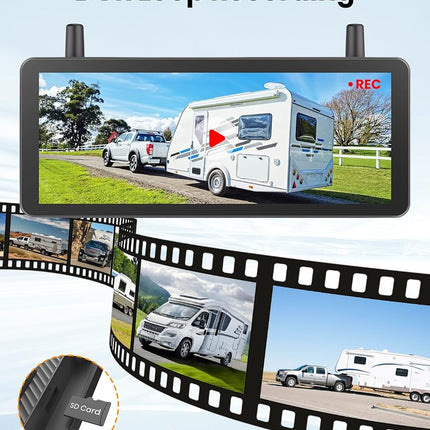 AUTO-VOX Wireless Backup Camera Solar Magnetic, 7.2" DVR 1080P Monitor