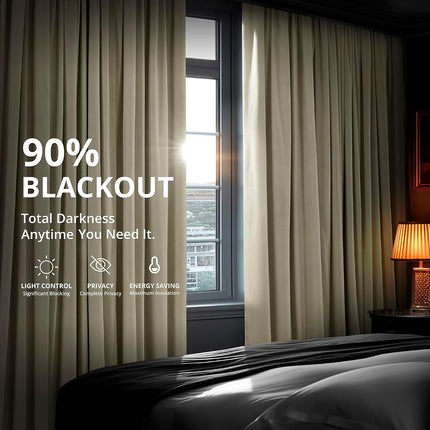 HPD Half Price Drapes Signature Velvet Thermal Blackout Curtains for Living Room 96 Inch Long (1 Panel) Rod Pocket Insulated Blackout Curtains for Bedroom Window Curtains, 100W x 96L, Cool Beige