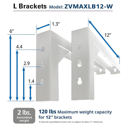 Elite Screens L brackets 30.5 cm 90°, Wall White