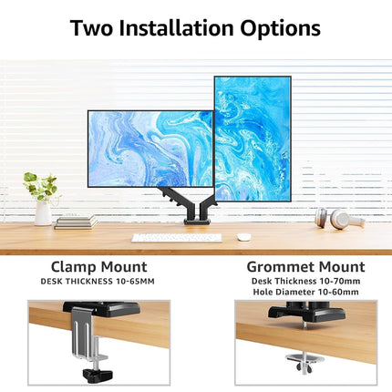 MOUNTUP Dual Monitor Gas Spring Arm Desk Mount for 13 to 32 Inch Screens