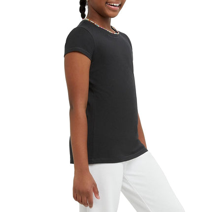 T-shirts en coton pour filles Hanes, t-shirts essentiels pour filles, t-shirts en coton pour filles, paquet de 2, ébène, grande taille