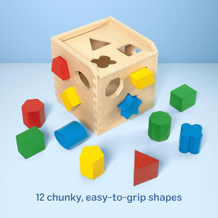 Melissa & Doug Shape Sorting Cube Classic Wooden Kids Toy - The Original (Sturdy Wooden Construction, 12 Pieces, Great Gift for Girls and Boys - Best for 2, 3, and 4 Year Olds)