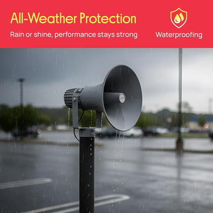 Pyle PA Horn Speaker, 16” All-Weather Outdoor/Indoor Megaphone Loudspeaker, 80Watt Power & 400Hz–5kHz, 16 Ohm, 70V/100V Transformer, Mounting Bracket