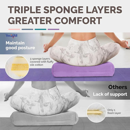 Yes4All Triple-Layer Sponge Bolster Pillow for Restorative Yoga & Meditation - Versatile Support Pillow, Balance & Pose Modification