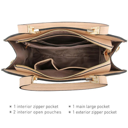 Dasein Women's Structured Designer Satchel Handbag Work Bag Shoulder Bag With Shoulder Strap