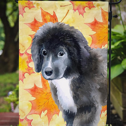 Caroline's Treasures BB9960GF Newfoundland Puppy Fall Flag Garden Size, Yellow, Garden Size, multicolor