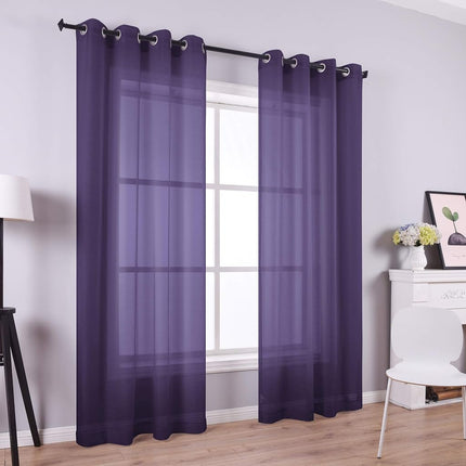 KOUFALL Purple Curtains 84 Inch Length for Girls Bedroom Set of 2 Panels Grommet Window Semi Voile Drapes Purple Sheer Curtains for Living Room Kids Decor Dark Royal Purple 52x84 Long
