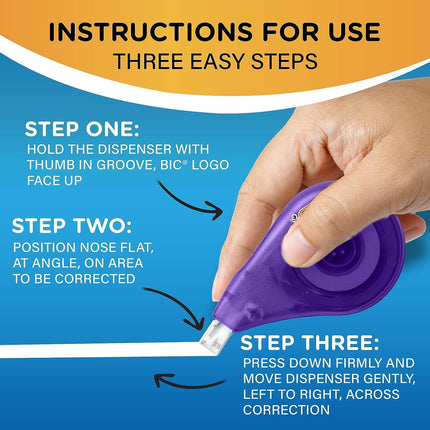 BIC White Out Correction Tape - 7 Pack - 39.3 Feet Each - White Out Tape - Tear-resistant - Clear Dispenser - Right & Left Hand Use